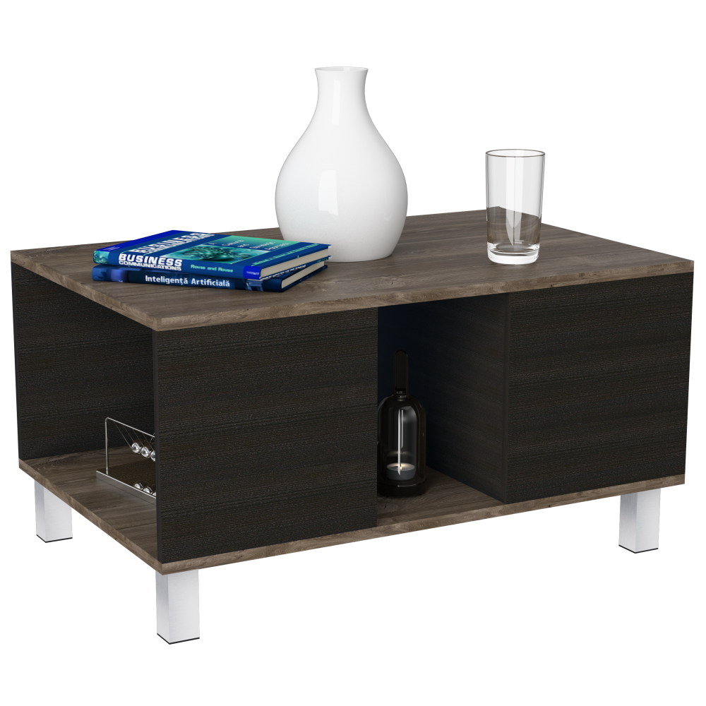 Mesa + Bar Color Siena Caramelo y Wengue Para Sala De Estar