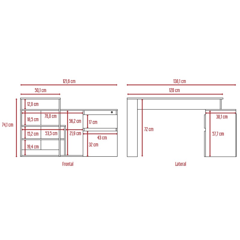 Escritorio Alteza + Archivador Office Color Wengue Para Sala De Estar