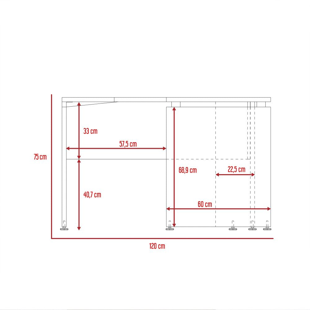 Escritorio en forma de L Color Home Office Negro Soft y Coñac Para Oficina