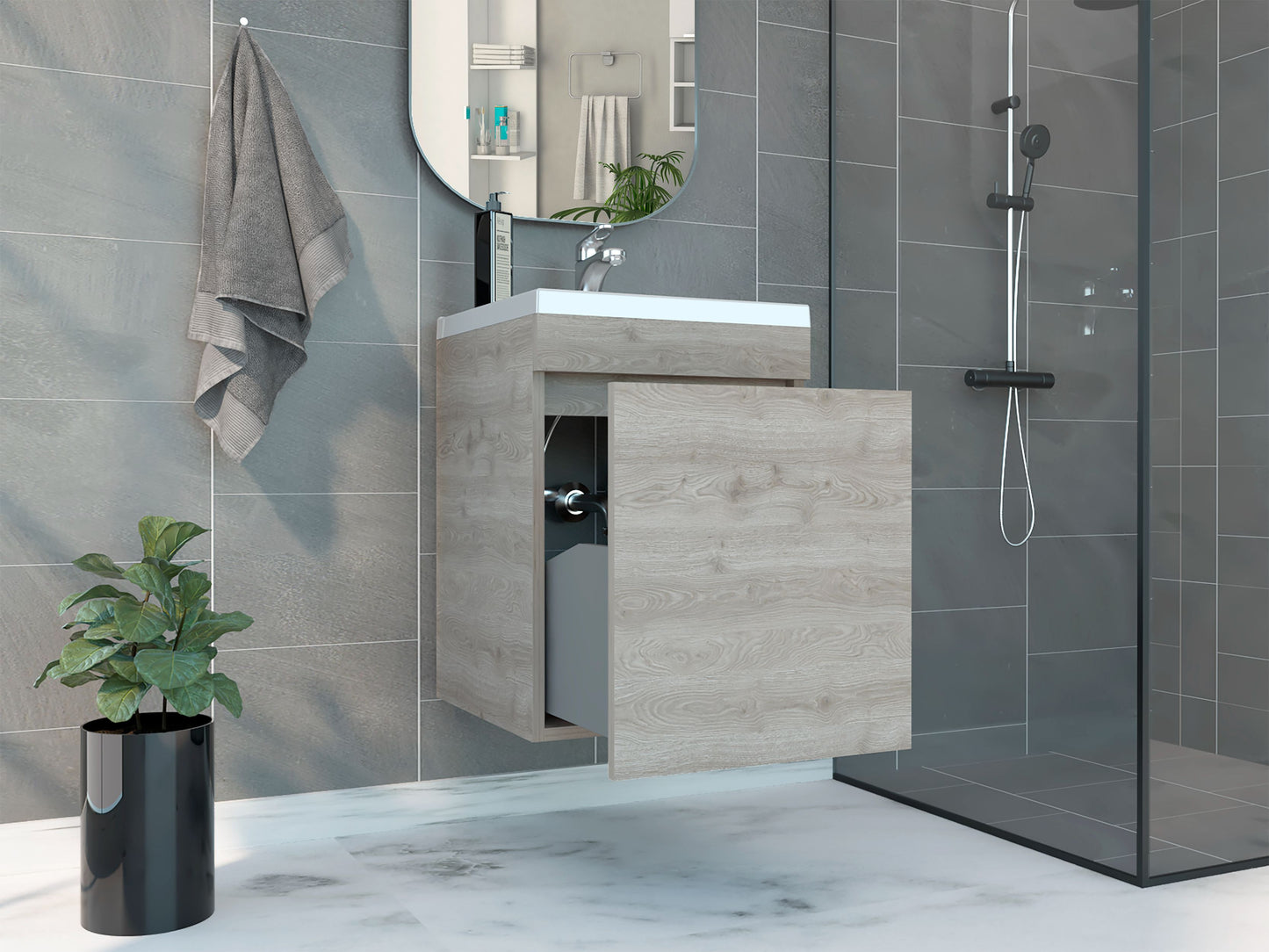 Mueble Mantra Color Ceniza Para Baño
