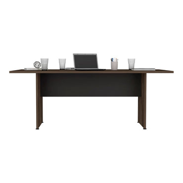 Mesa de Reunión Home Office Color Negro Soft y Coñac Para Oficina