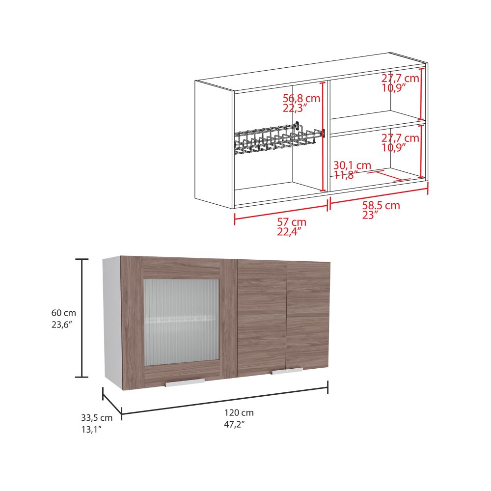 Mueble Superior Fendi Color Blanco Marqueza y Castaño Para Cocina