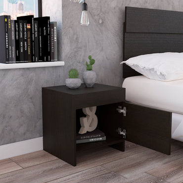 Mesa de Noche Colore Color Wengue Para Dormitorio