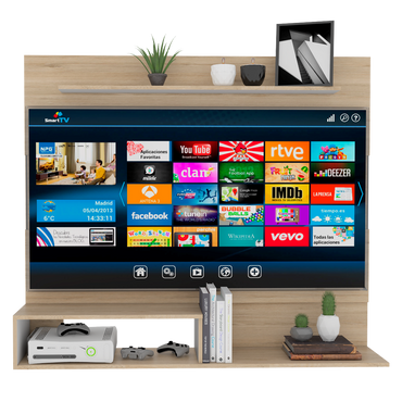 Panel de TV Beijing Color Rovere y Blanco Para Sala De Estar