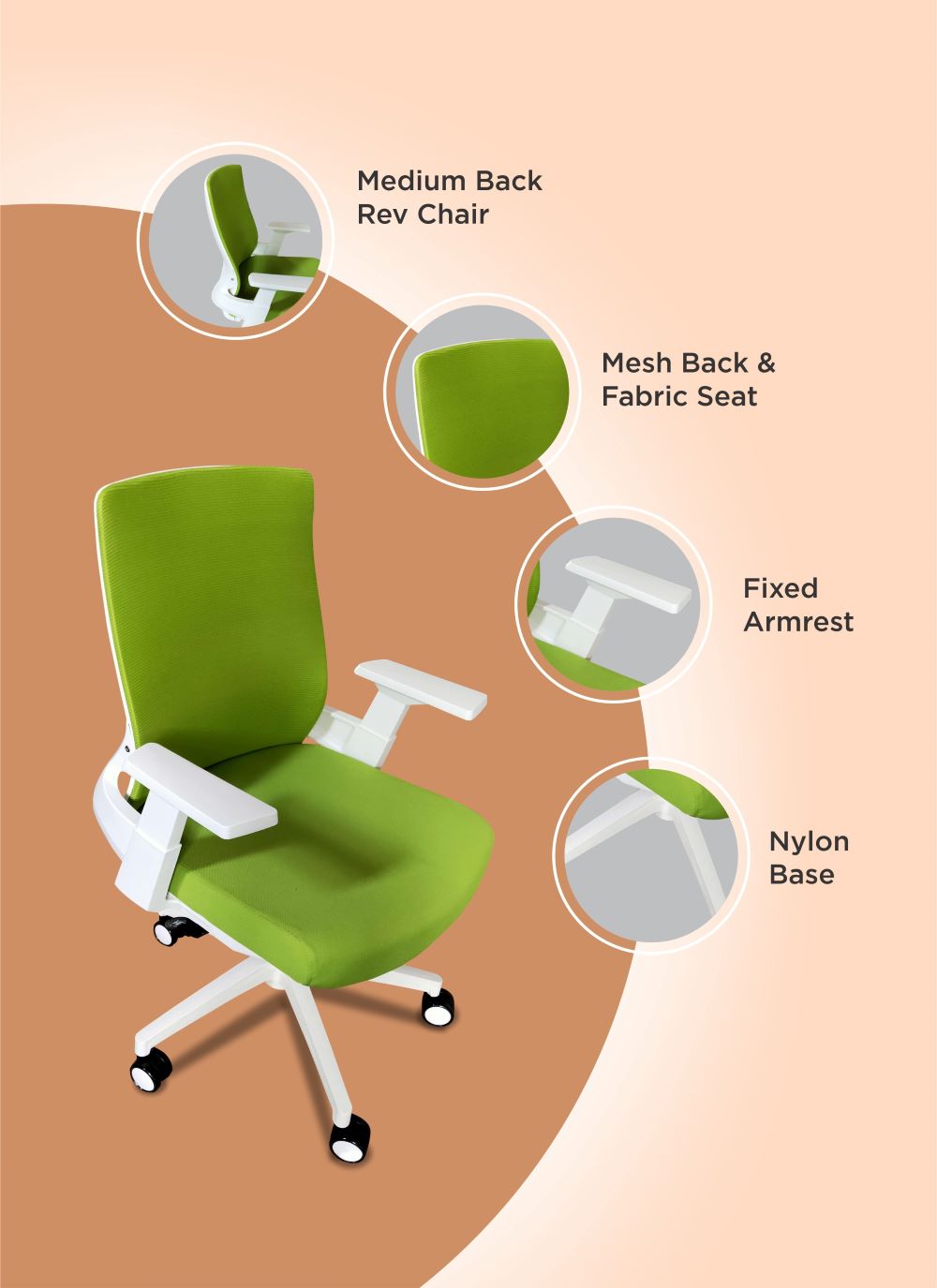 Silla Ejecutiva Chloe Color Blanco y Verde Para Oficina