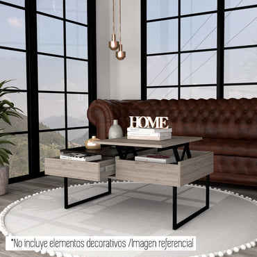 Mesa De Centro Funcional 5G-4 Color Ceniza y Wengue Para Sala De Estar