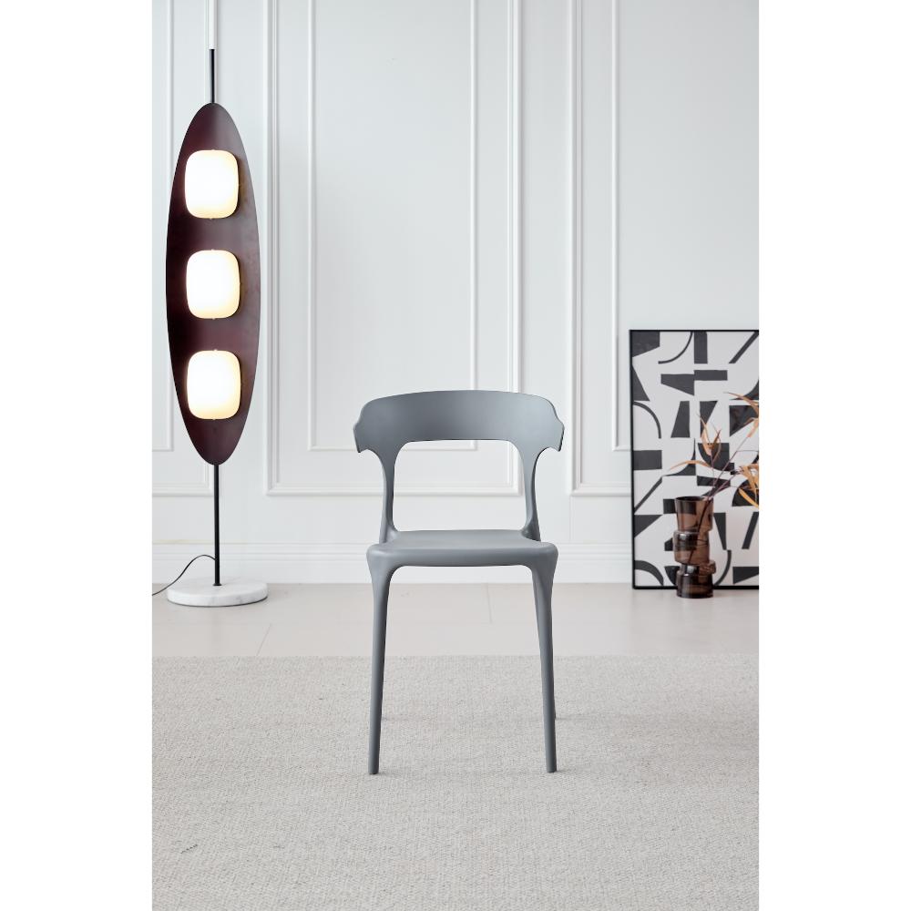 Silla Elena, Color Gris Oscuro, con Espaldar y Diseño Moderno
