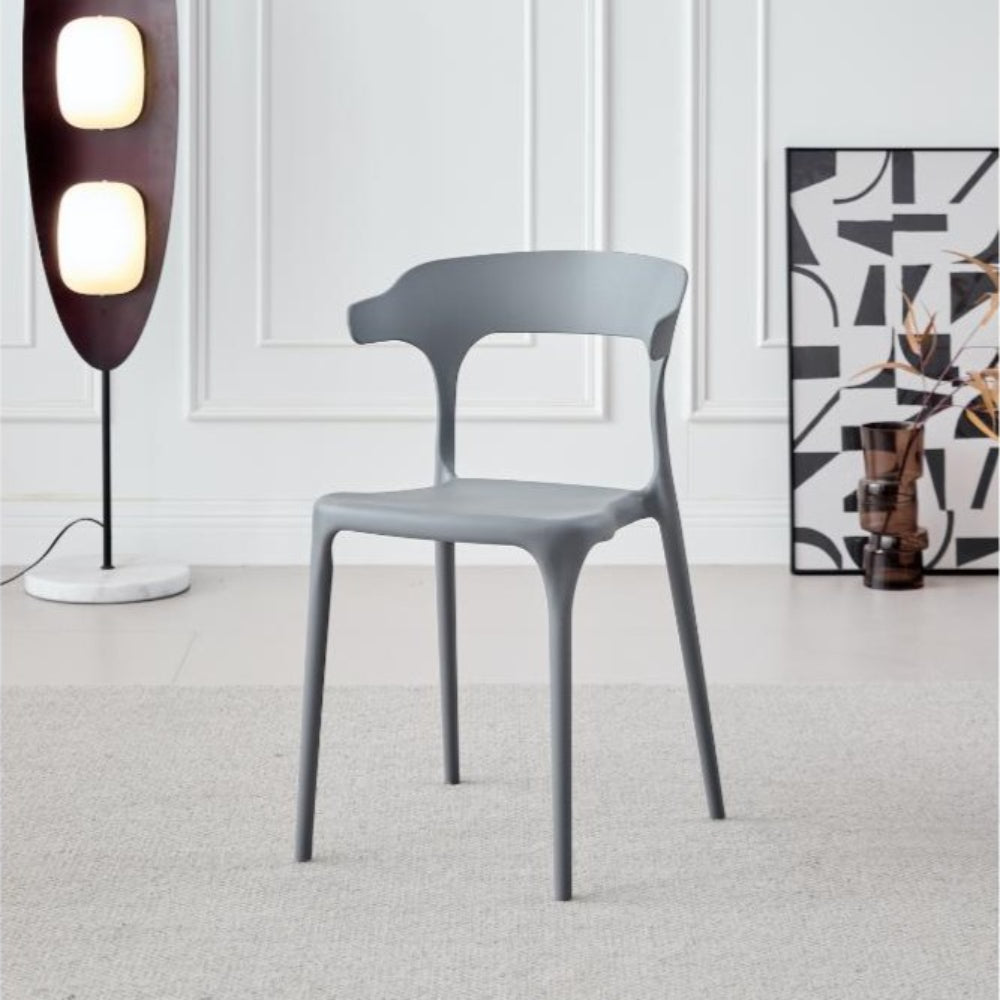 Silla Elena, Color Gris Oscuro, con Espaldar y Diseño Moderno