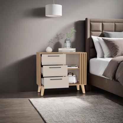 Comoda Tres Cajones Vance Eco, Fresno Europeo Y Capri