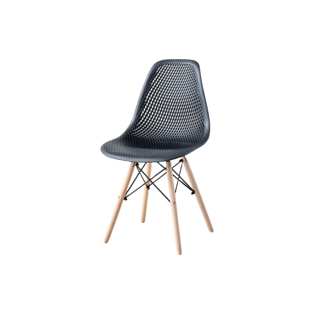 Silla Aira, Color Negro, con Espaldar y Patas en Madera