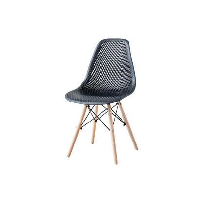 Silla Aira, Color Negro, con Espaldar y Patas en Madera