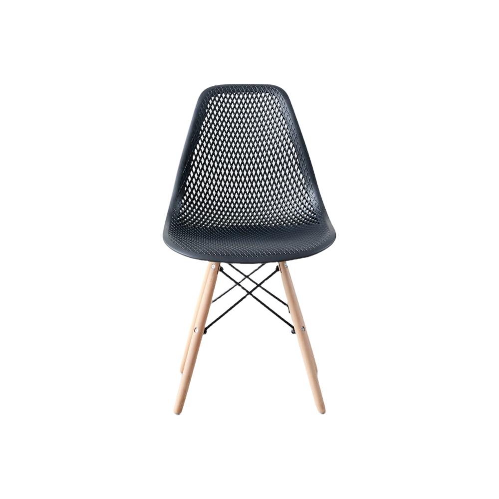 Silla Aira, Color Negro, con Espaldar y Patas en Madera
