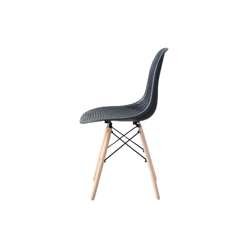Silla Aira, Color Negro, con Espaldar y Patas en Madera