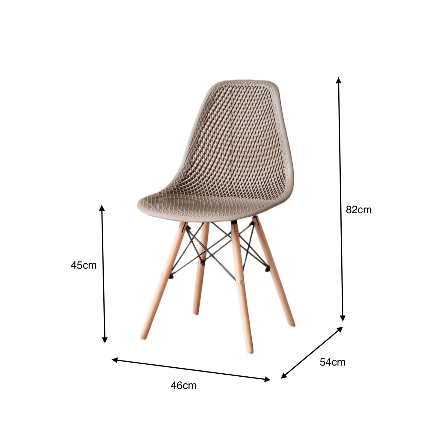 Silla Aira, Color Taupe, con Espaldar y Patas en Madera