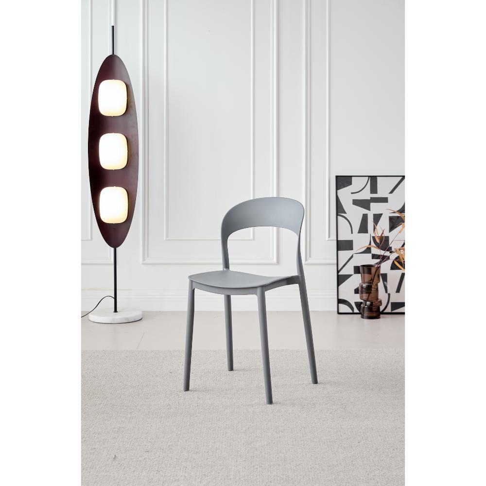 Silla Patrick, Color Gris Oscuro, con Espaldar y Diseño Moderno