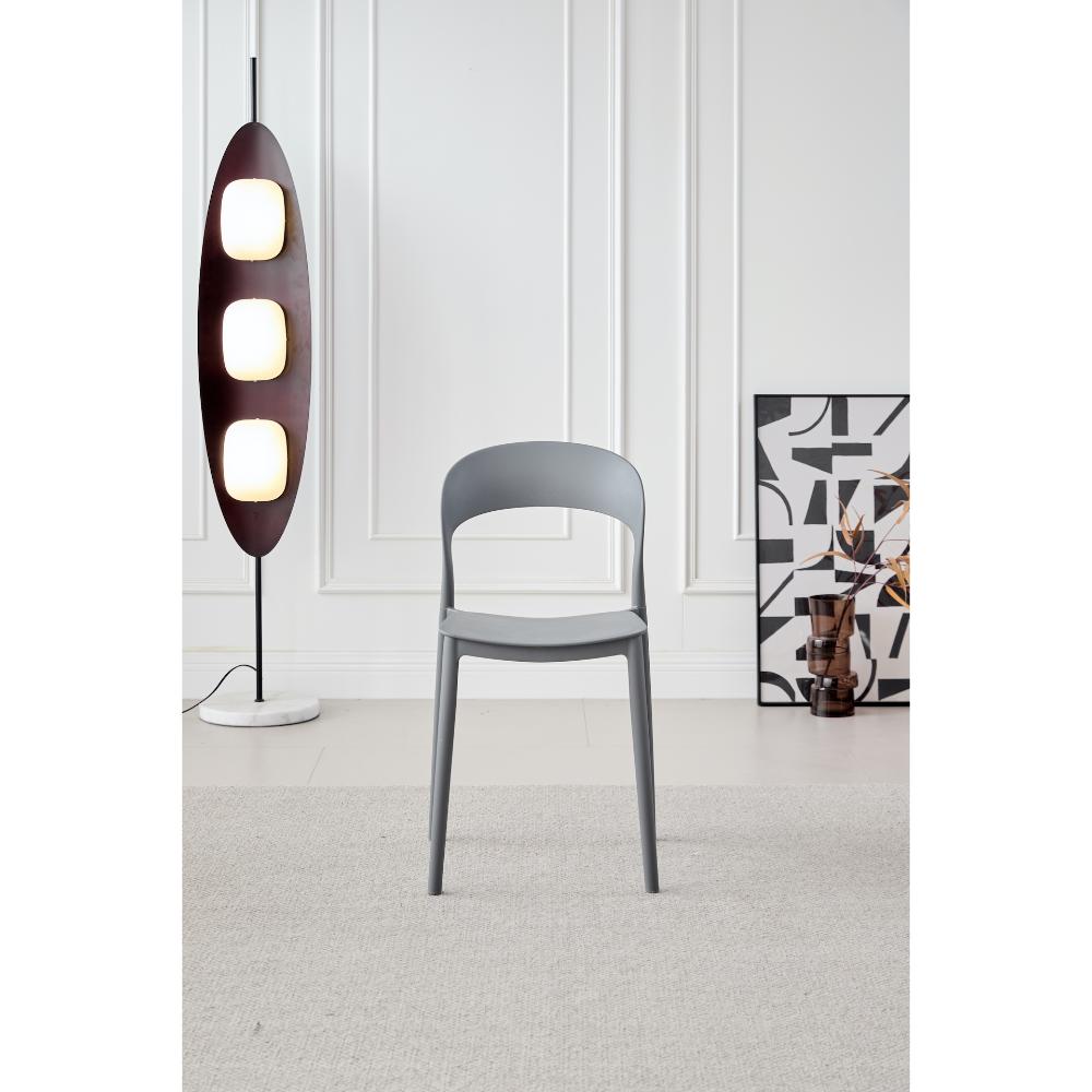 Silla Patrick, Color Gris Oscuro, con Espaldar y Diseño Moderno