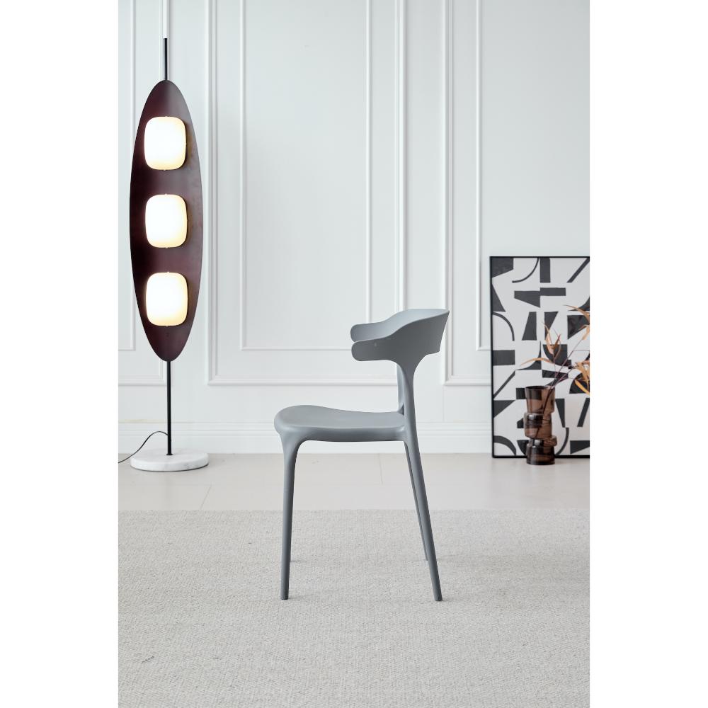 Silla Elena, Color Gris Oscuro, con Espaldar y Diseño Moderno