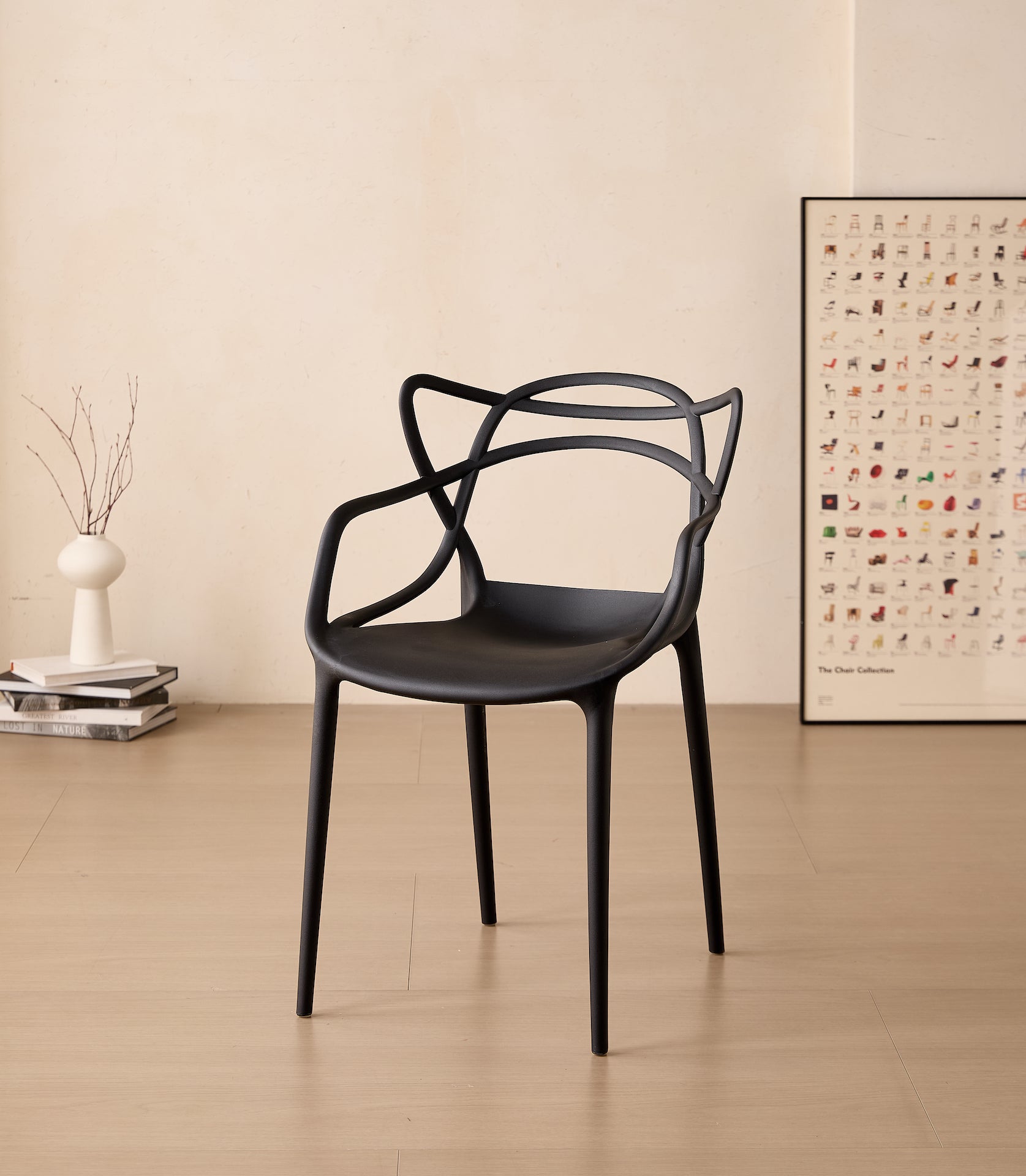 Silla Palermo, Color Negro, con Espaldar y Diseño Moderno