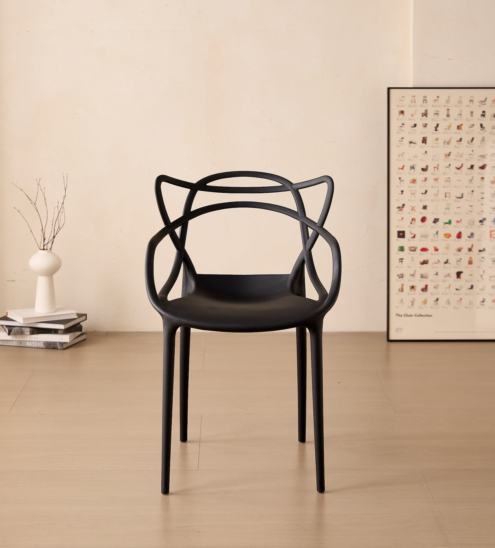 Silla Palermo, Color Negro, con Espaldar y Diseño Moderno