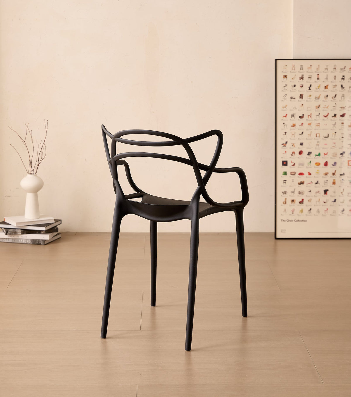 Silla Palermo, Color Negro, con Espaldar y Diseño Moderno