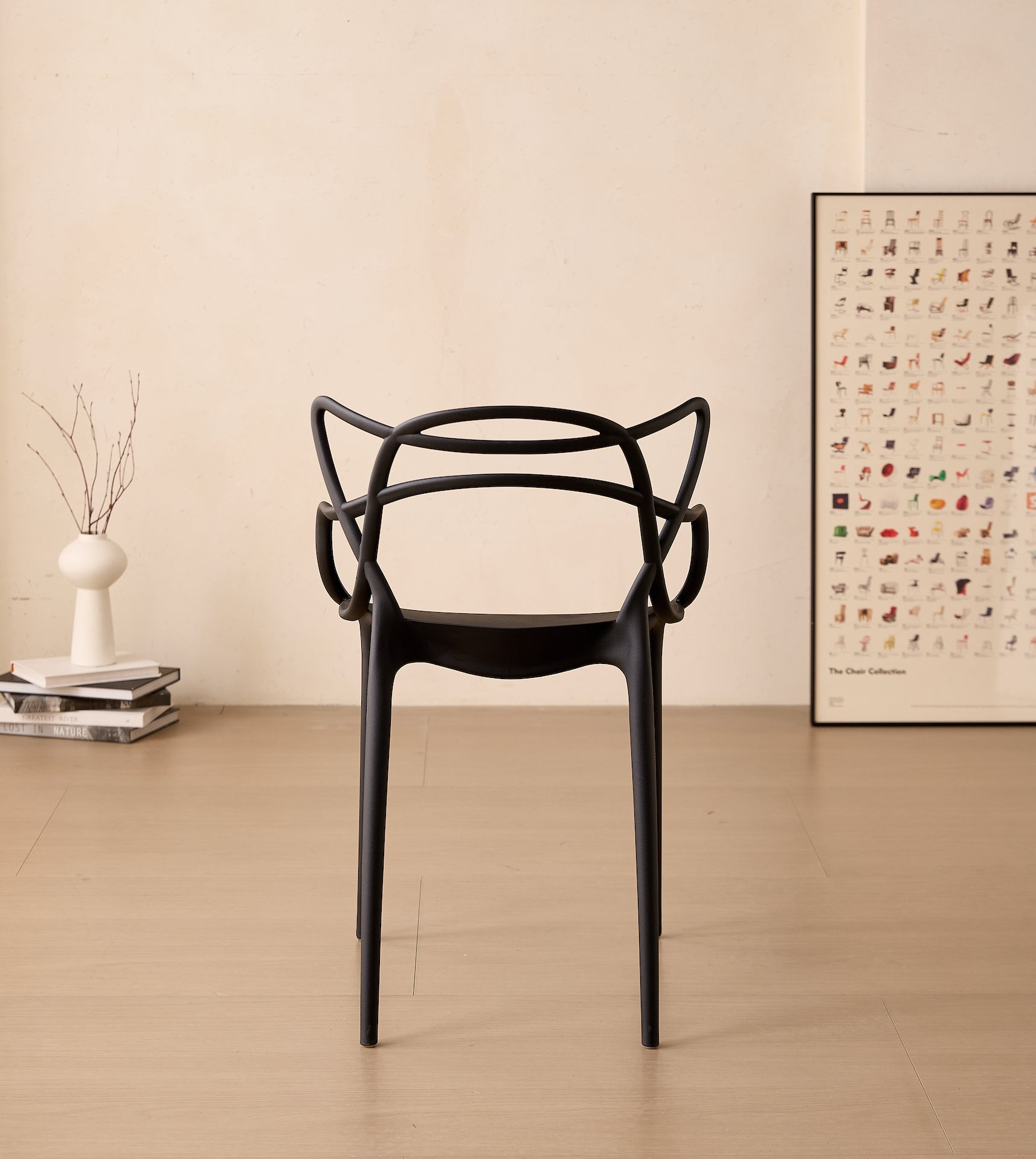Silla Palermo, Color Negro, con Espaldar y Diseño Moderno