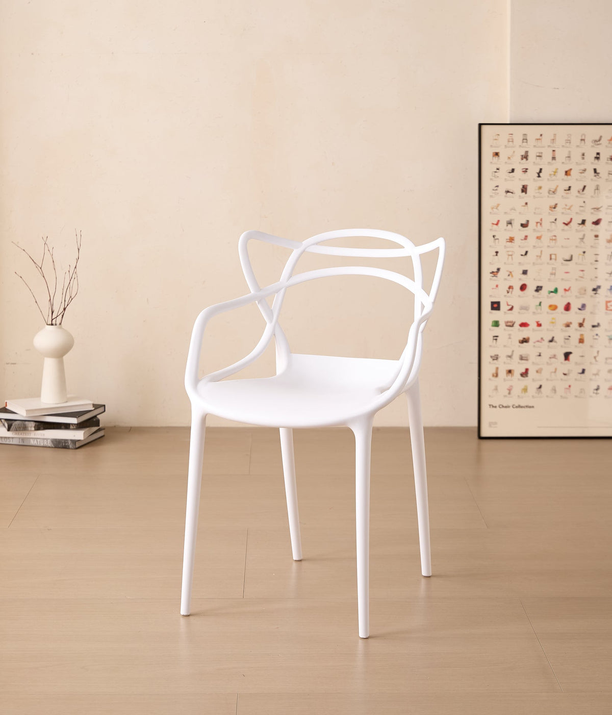 Silla Palermo, Color Blanco, con Espaldar y Diseño Moderno