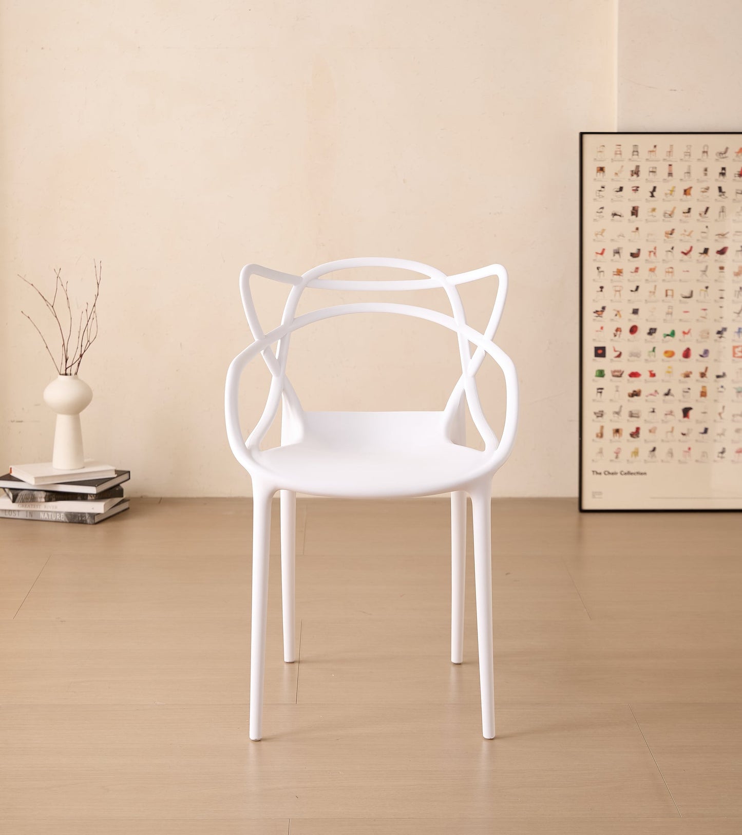 Silla Palermo, Color Blanco, con Espaldar y Diseño Moderno