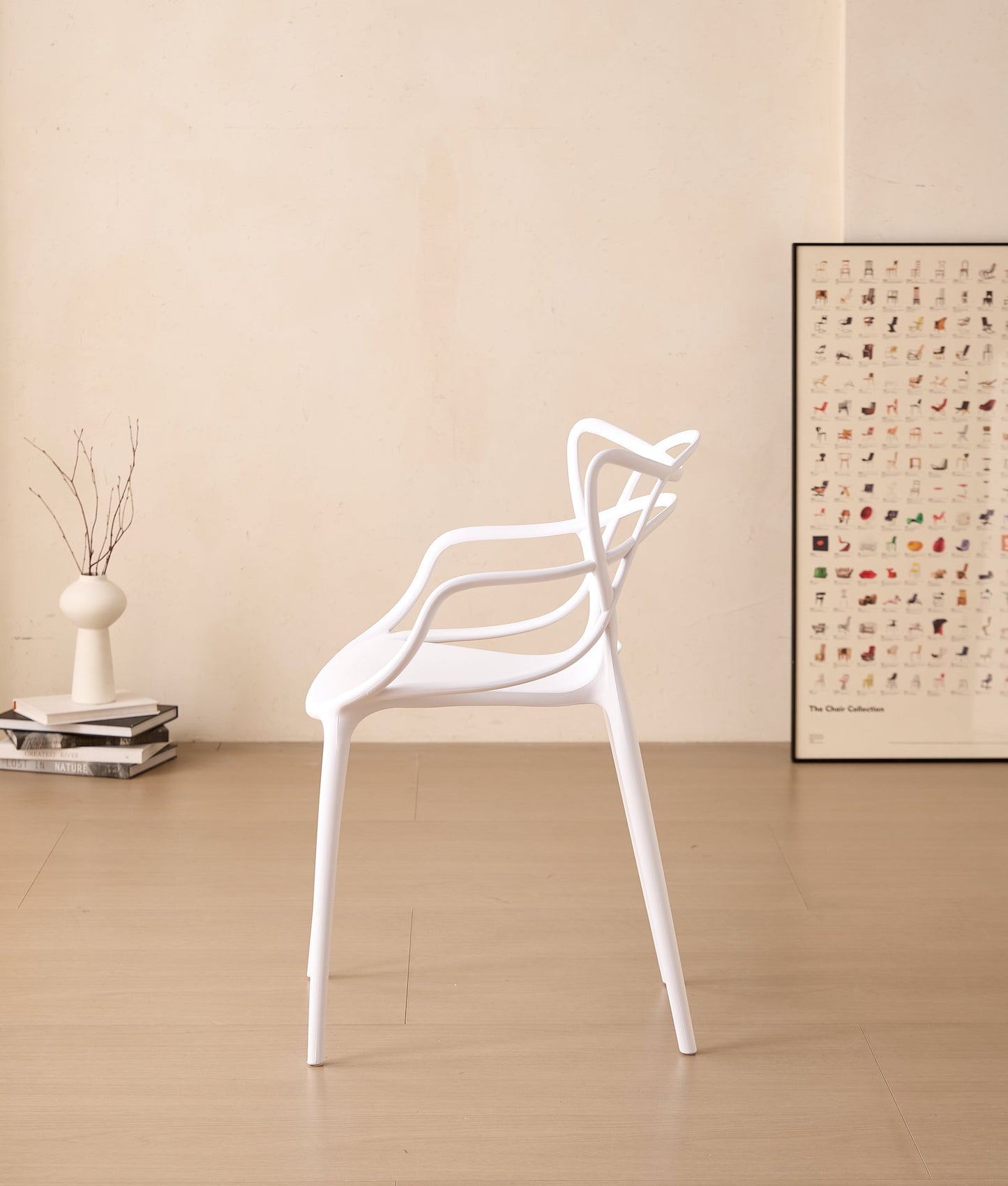 Silla Palermo, Color Blanco, con Espaldar y Diseño Moderno