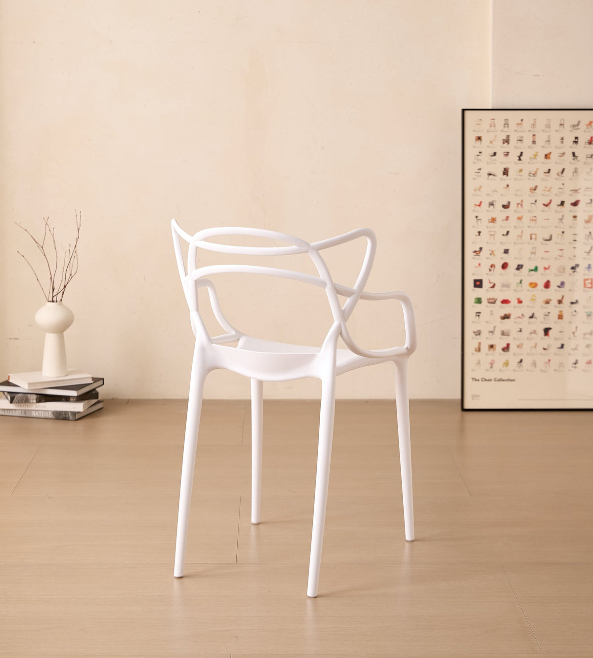 Silla Palermo, Color Blanco, con Espaldar y Diseño Moderno