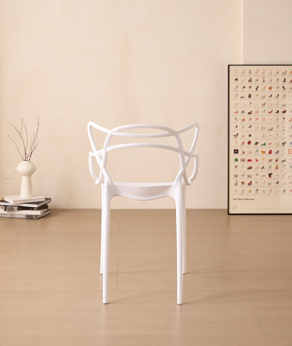 Silla Palermo, Color Blanco, con Espaldar y Diseño Moderno