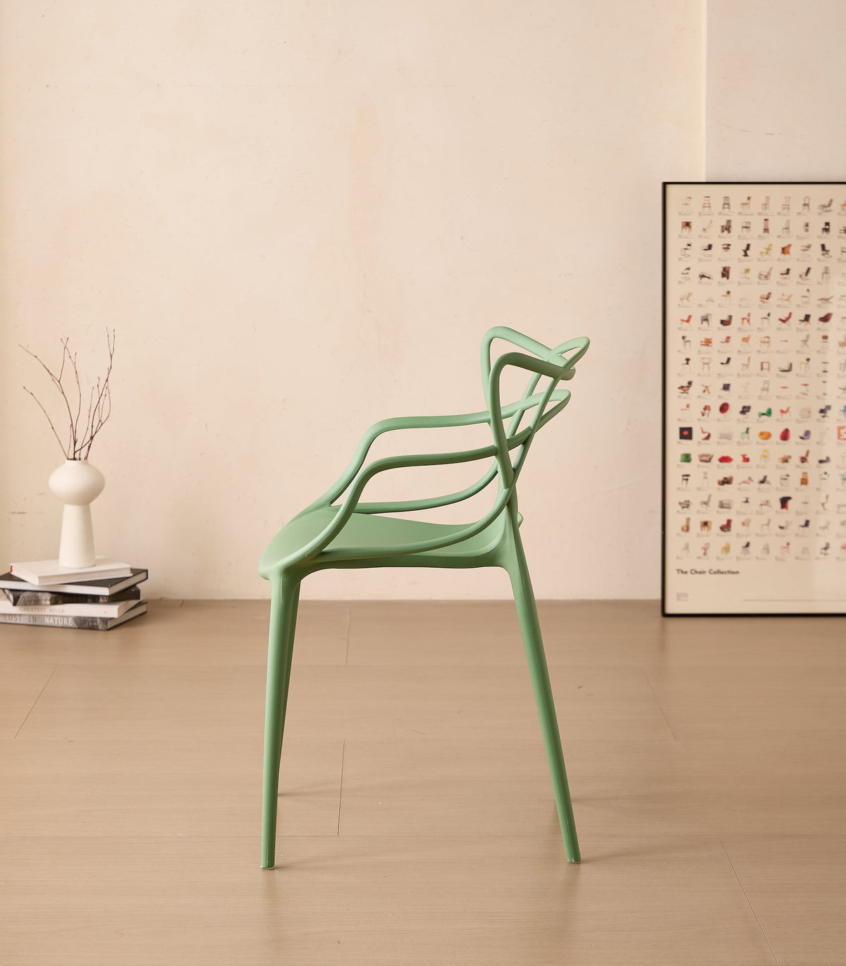 Silla Palermo, Color Verde, con Espaldar y Diseño Moderno
