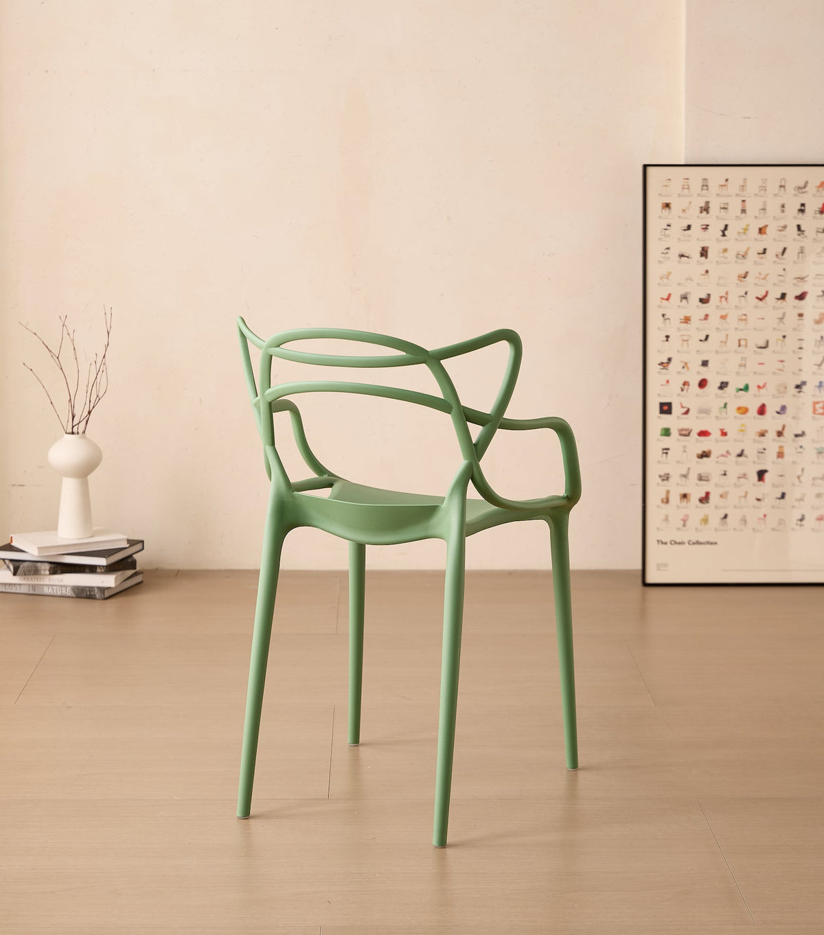 Silla Palermo, Color Verde, con Espaldar y Diseño Moderno