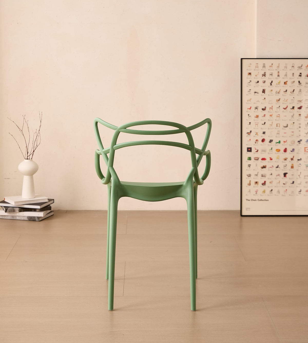 Silla Palermo, Color Verde, con Espaldar y Diseño Moderno