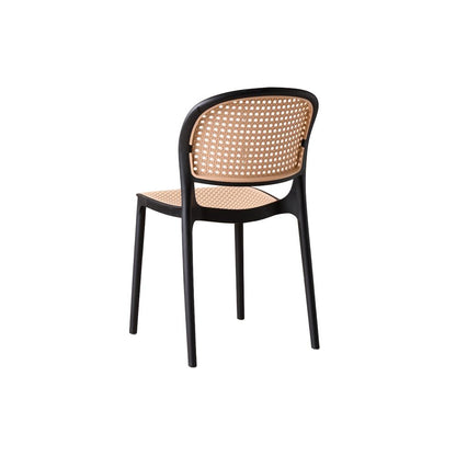 Silla Nest, Color Negro y Beige, con Espaldar y Asiento en Rejilla