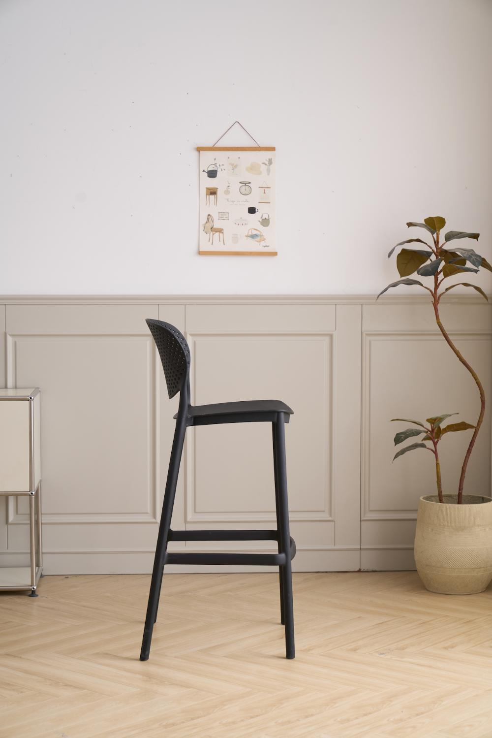 Silla para Bar Río, Color Negro, Diseño Moderno