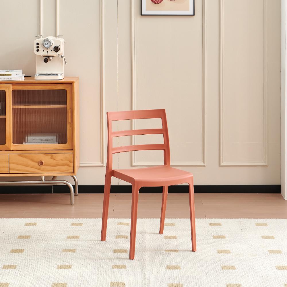 Silla New York, Terracota, con Espaldar en Líneas y Diseño Minimalista