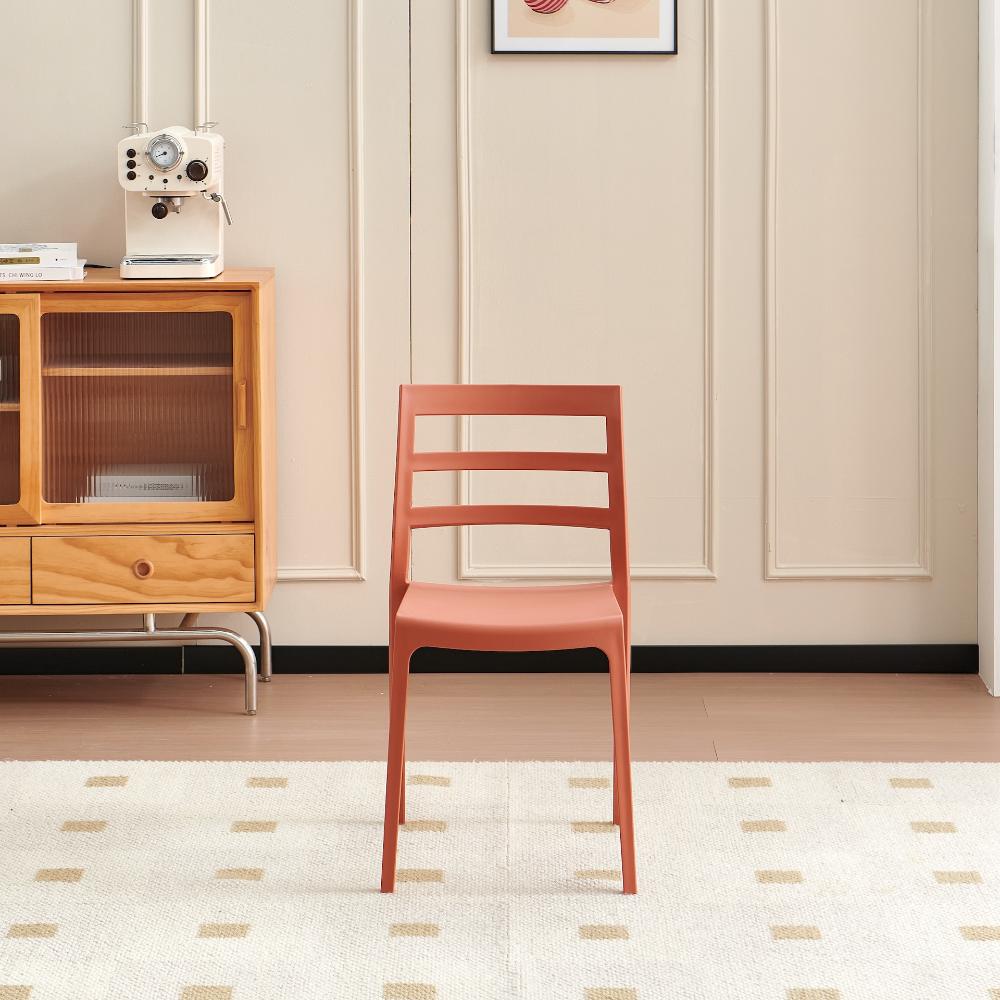 Silla New York, Terracota, con Espaldar en Líneas y Diseño Minimalista