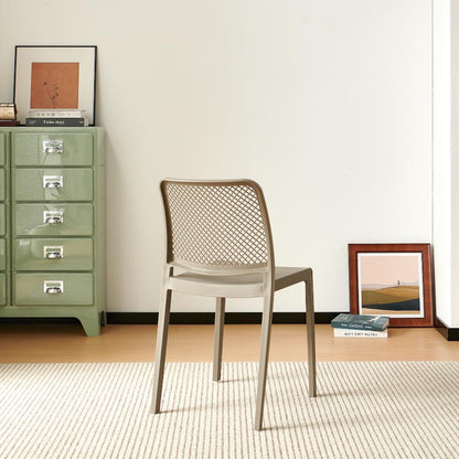 Silla Manhattan, Taupe, con Espaldar en Rejilla y Diseño Minimalista