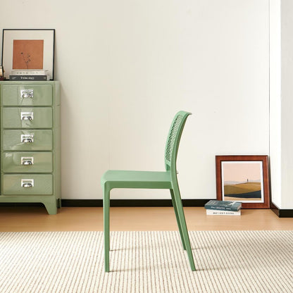 Silla Manhattan, Verde Olivo, con Espaldar en Rejilla y Diseño Minimalista