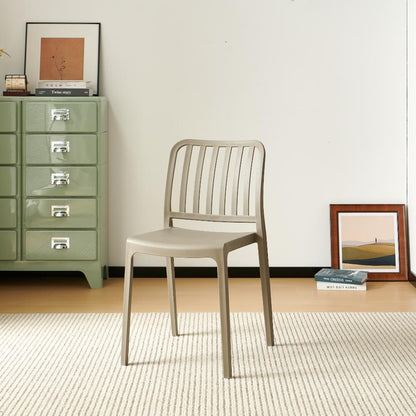 Silla Brooklyn, Taupe, con Espaldar en Rayas y Diseño Minimalista