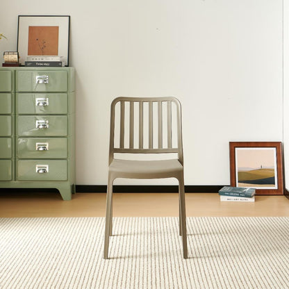 Silla Brooklyn, Taupe, con Espaldar en Rayas y Diseño Minimalista