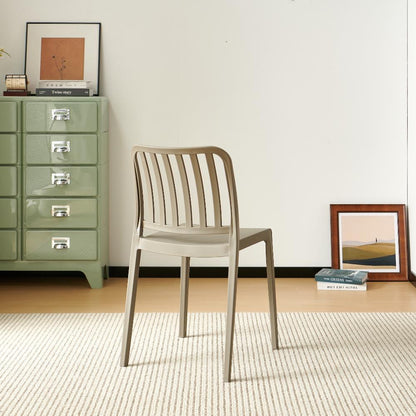 Silla Brooklyn, Taupe, con Espaldar en Rayas y Diseño Minimalista