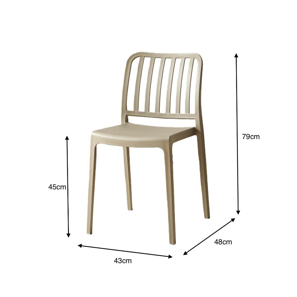 Silla Brooklyn, Taupe, con Espaldar en Rayas y Diseño Minimalista