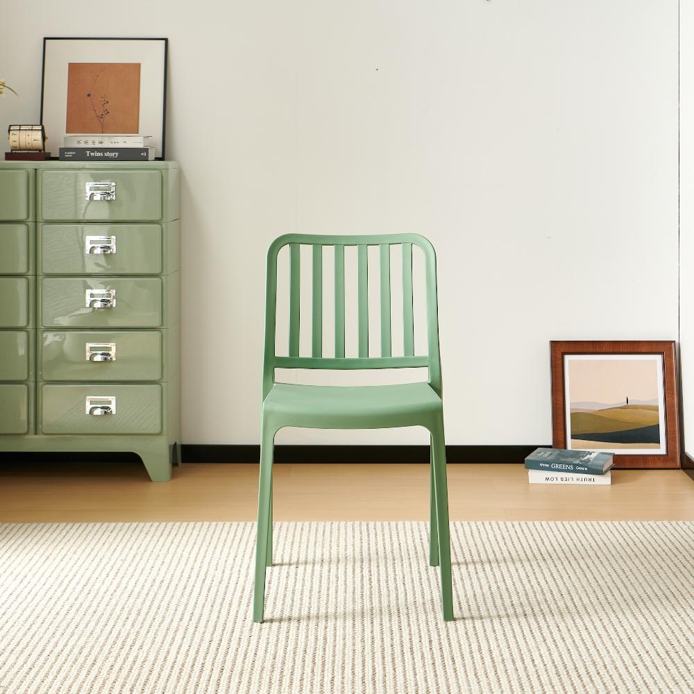 Silla Brooklyn, Verde, con Espaldar en Rayas y Diseño Minimalista