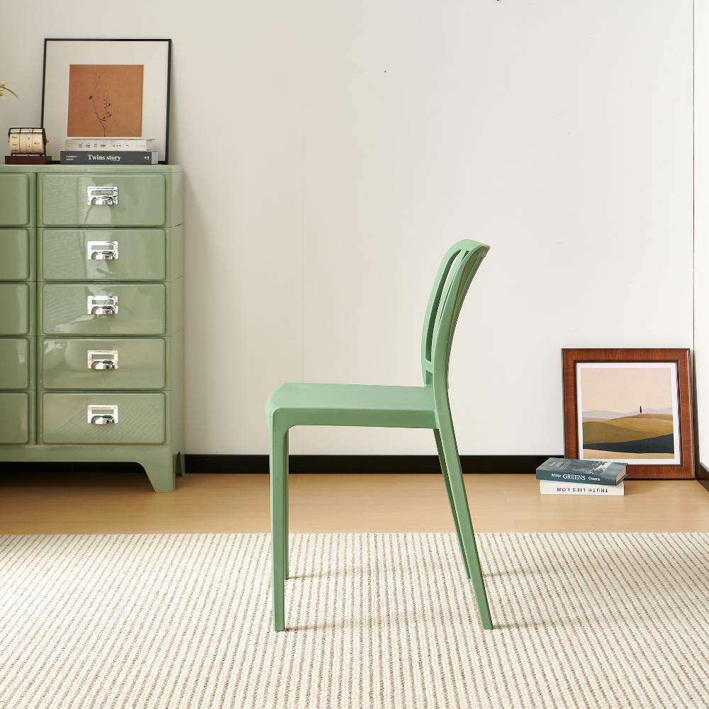 Silla Brooklyn, Verde, con Espaldar en Rayas y Diseño Minimalista