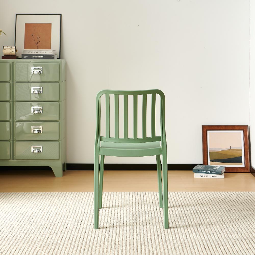 Silla Brooklyn, Verde, con Espaldar en Rayas y Diseño Minimalista