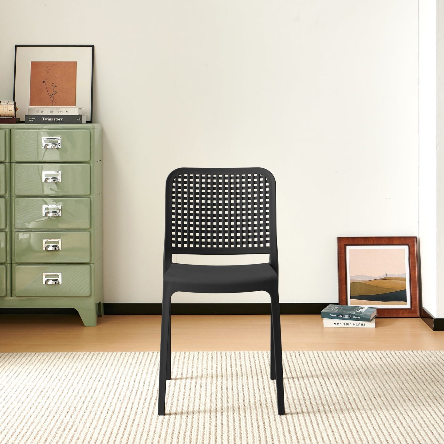 Silla Bronx , Negro, con Espaldar en Cuadrados y Diseño Minimalista