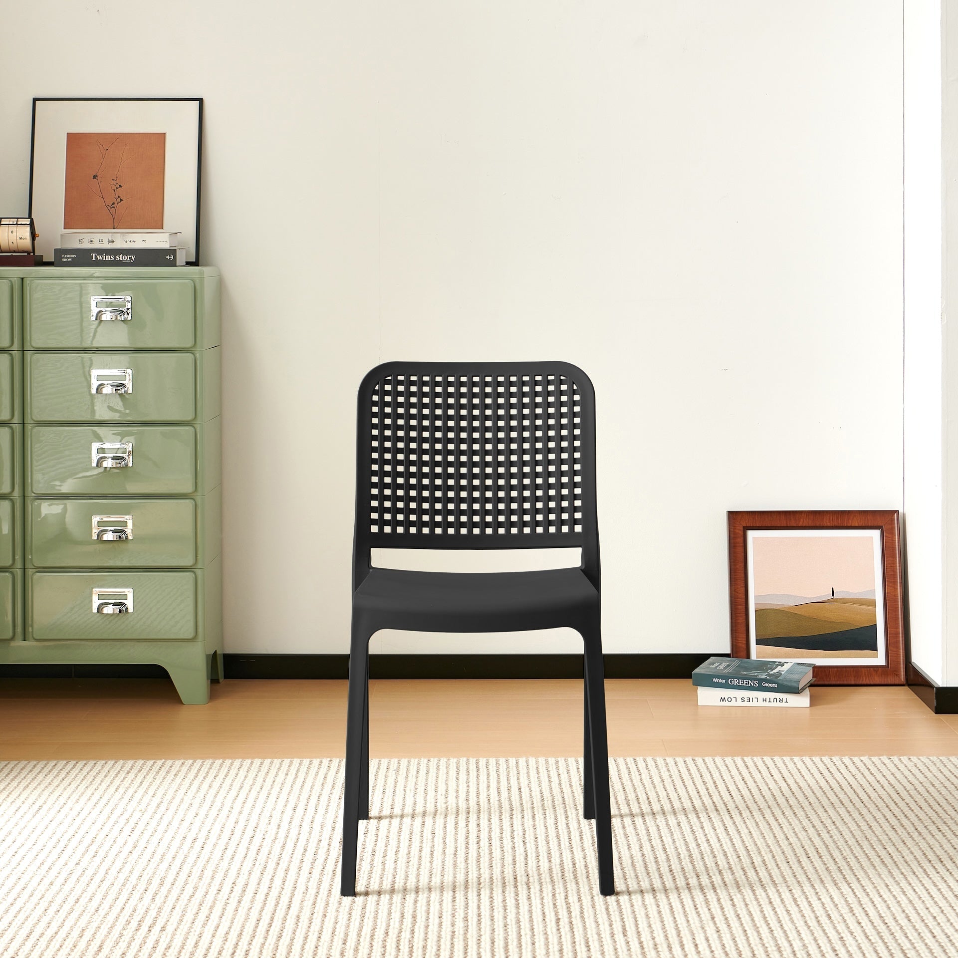 Silla Bronx , Negro, con Espaldar en Cuadrados y Diseño Minimalista
