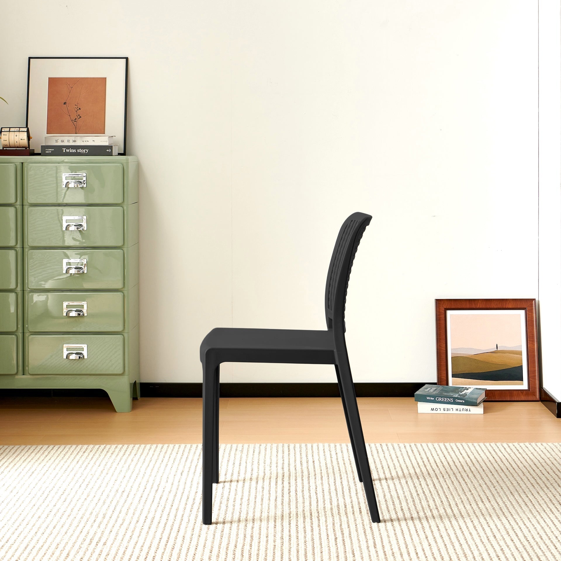 Silla Bronx , Negro, con Espaldar en Cuadrados y Diseño Minimalista