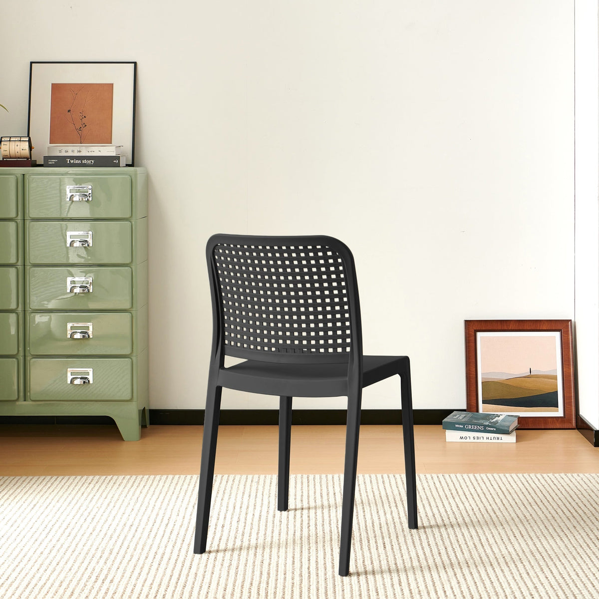 Silla Bronx , Negro, con Espaldar en Cuadrados y Diseño Minimalista
